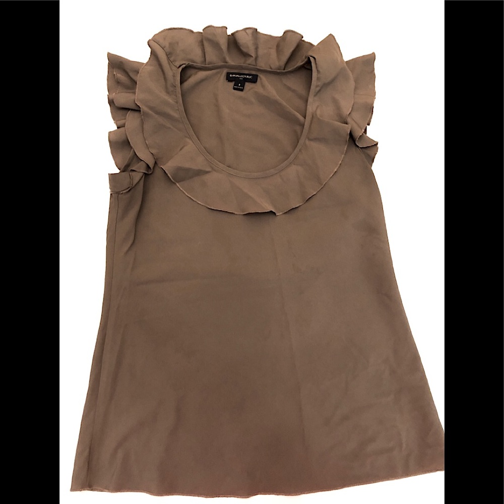 Vintage Banana Republic - Grey/Plum Sleeveless Blouse with Ruffles- sz Small